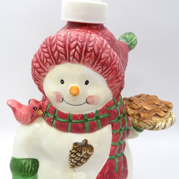 BICO Snowman Soap Dispenser with Sponge Holder Christmas Ceramic Kitchen Decor - Picture 12 of 13